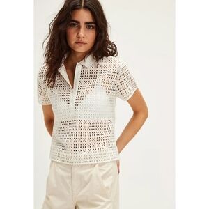 Free People We The Free Anna Eyelet Top in Clean Ivory • Extra Small